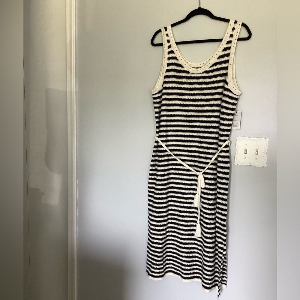 Nine West Black and White Sleeveless Sundress